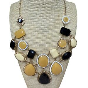Kate Spade New York retired framed‎ stone statement necklace gold yellow black